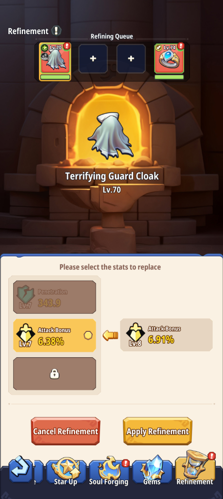 Refinement Completion Screen: Safe Choice (Apply vs Cancel)