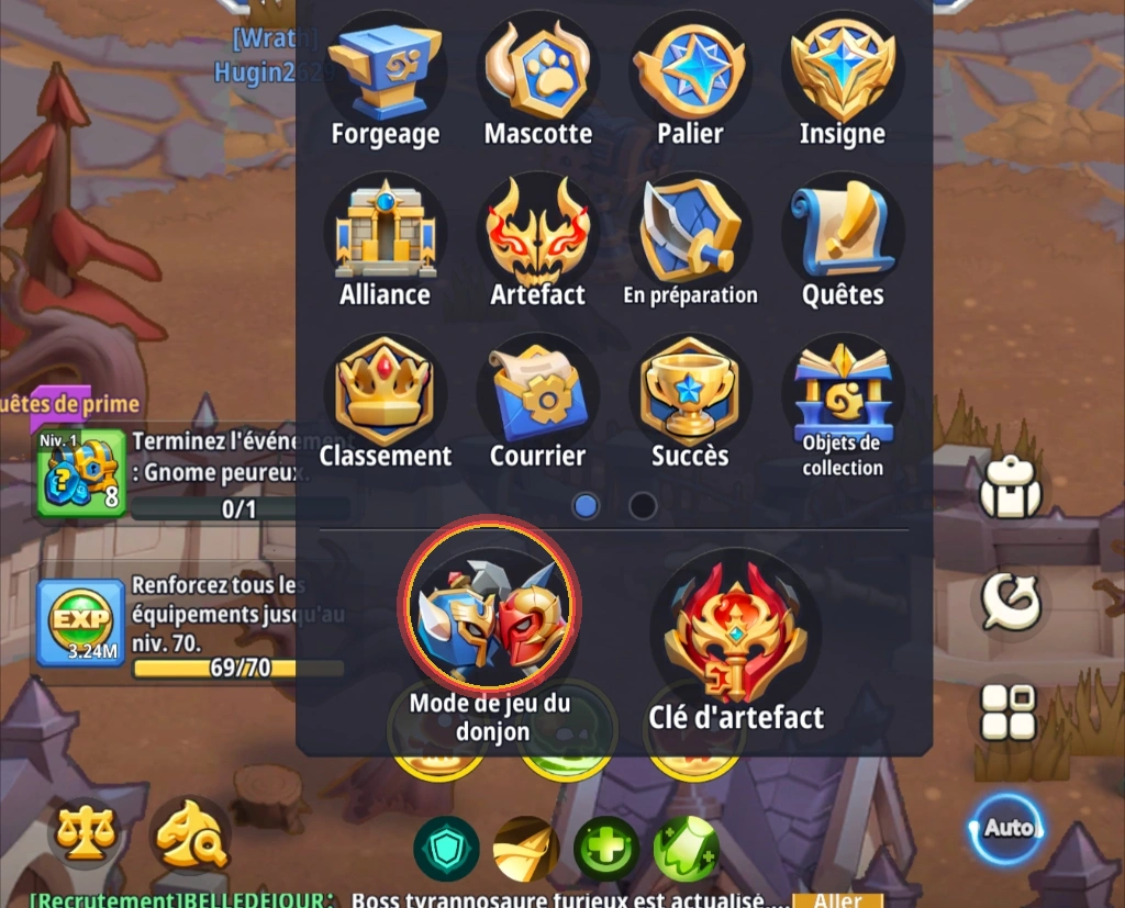 Step 1: Multi Menus > Dungeon Game Mode